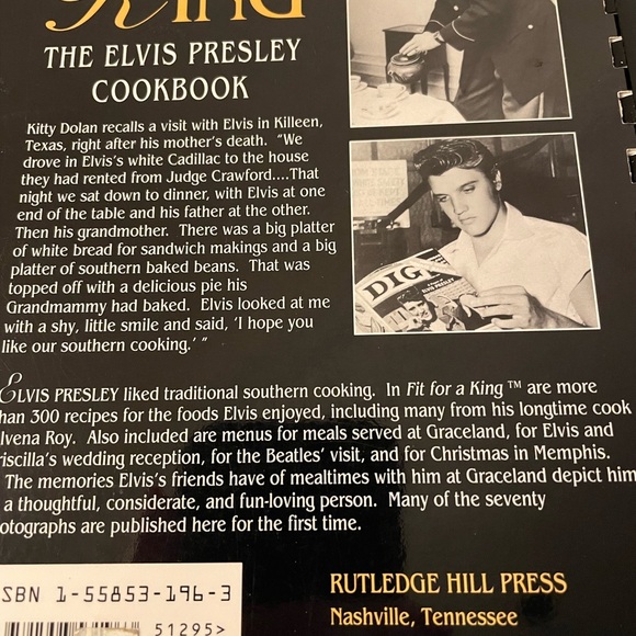 Vintage Elvis Presley Cookbook "Fit For A King" Soft Cover - Picture 2 of 2
